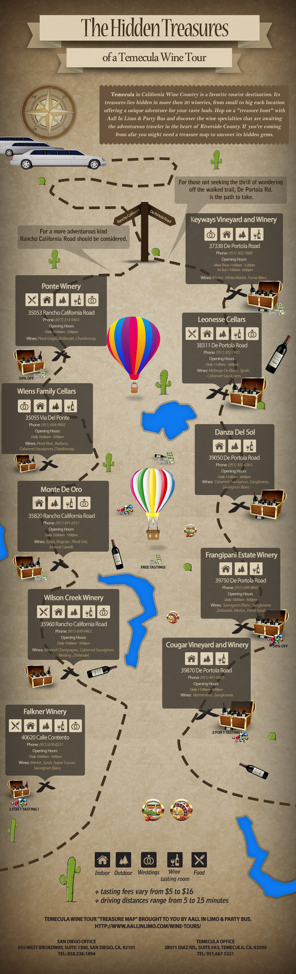 Temecula Wineries Tour Map | Aall In Limo & Party Bus